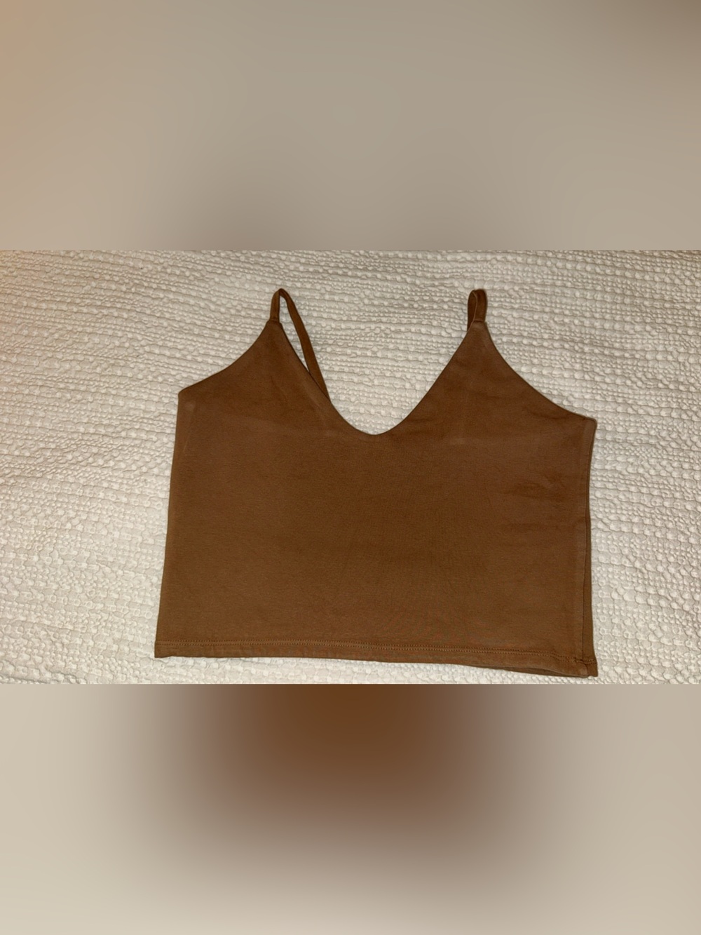 Like New GROCERIES APPAREL Two-Layer Spaghetti Crop Brown Size: Large - Picture 2 of 6